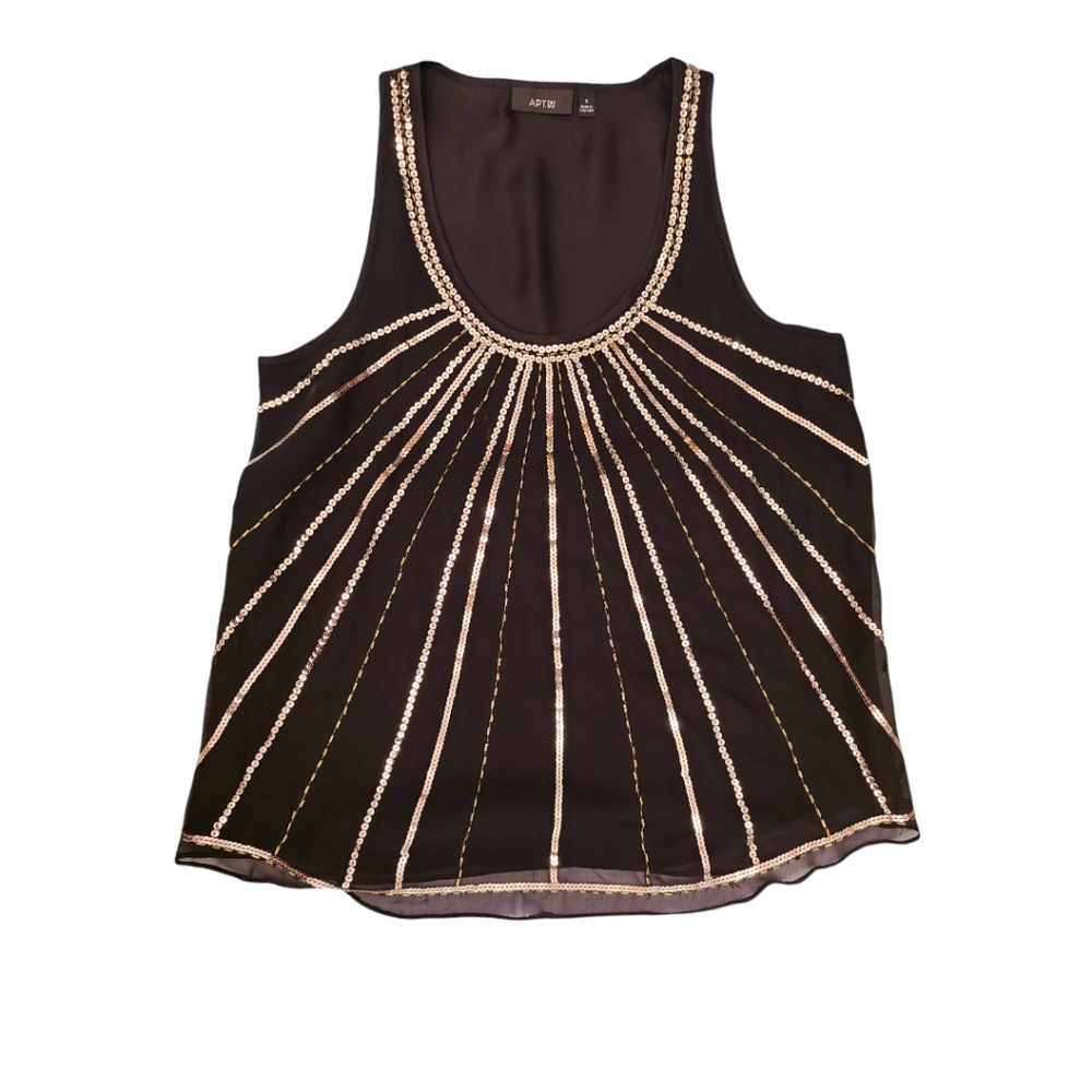 APT.9 women's black with gold Sequin Top
